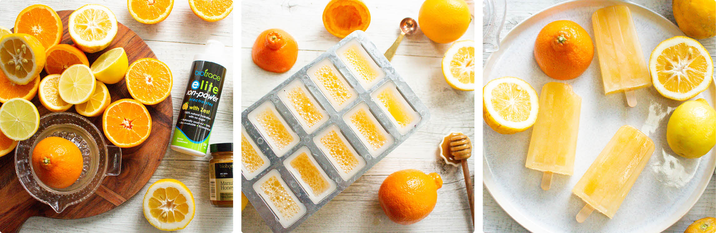 Easy, citrus electrolyte ice pops